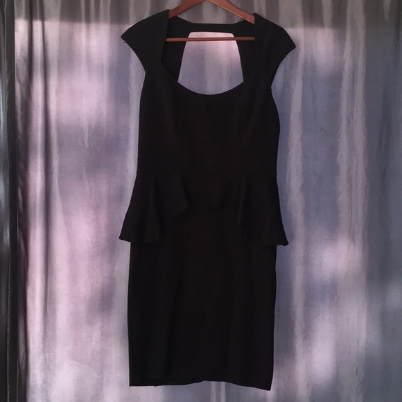 Black cocktail peplum BEBE dress like NEW - Picture 8 of 8